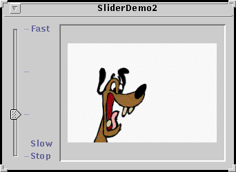 A snapshot of SliderDemo2, which uses a slider with custom labels